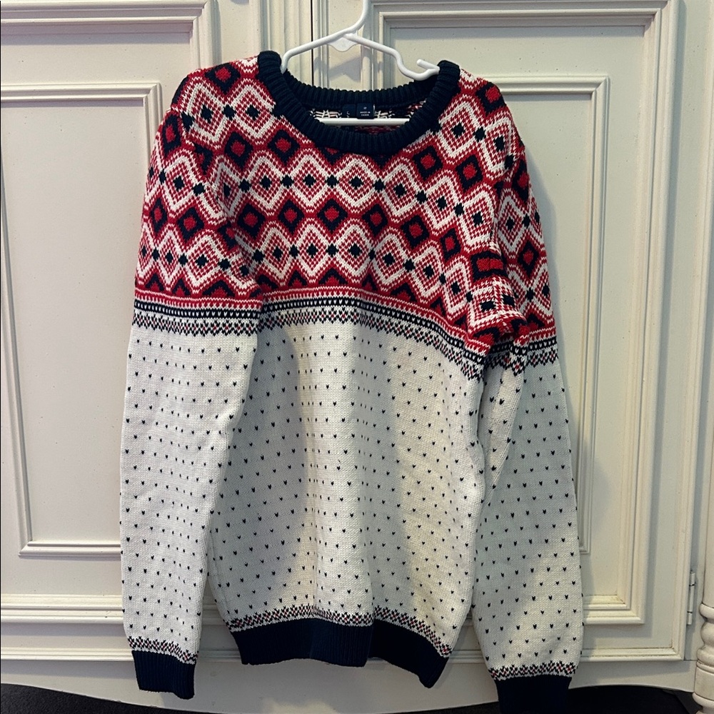 Janie and Jack Navy and Red Patterned Sweater